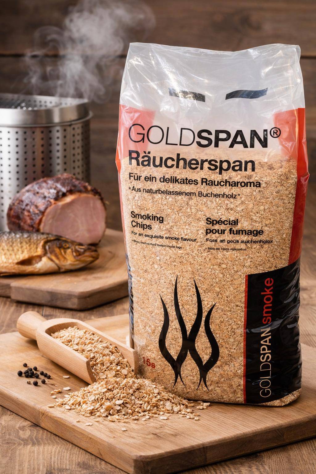 Goldspan - Räuchermehl Buche 10/40, mittelgrob, 15 kg Sack