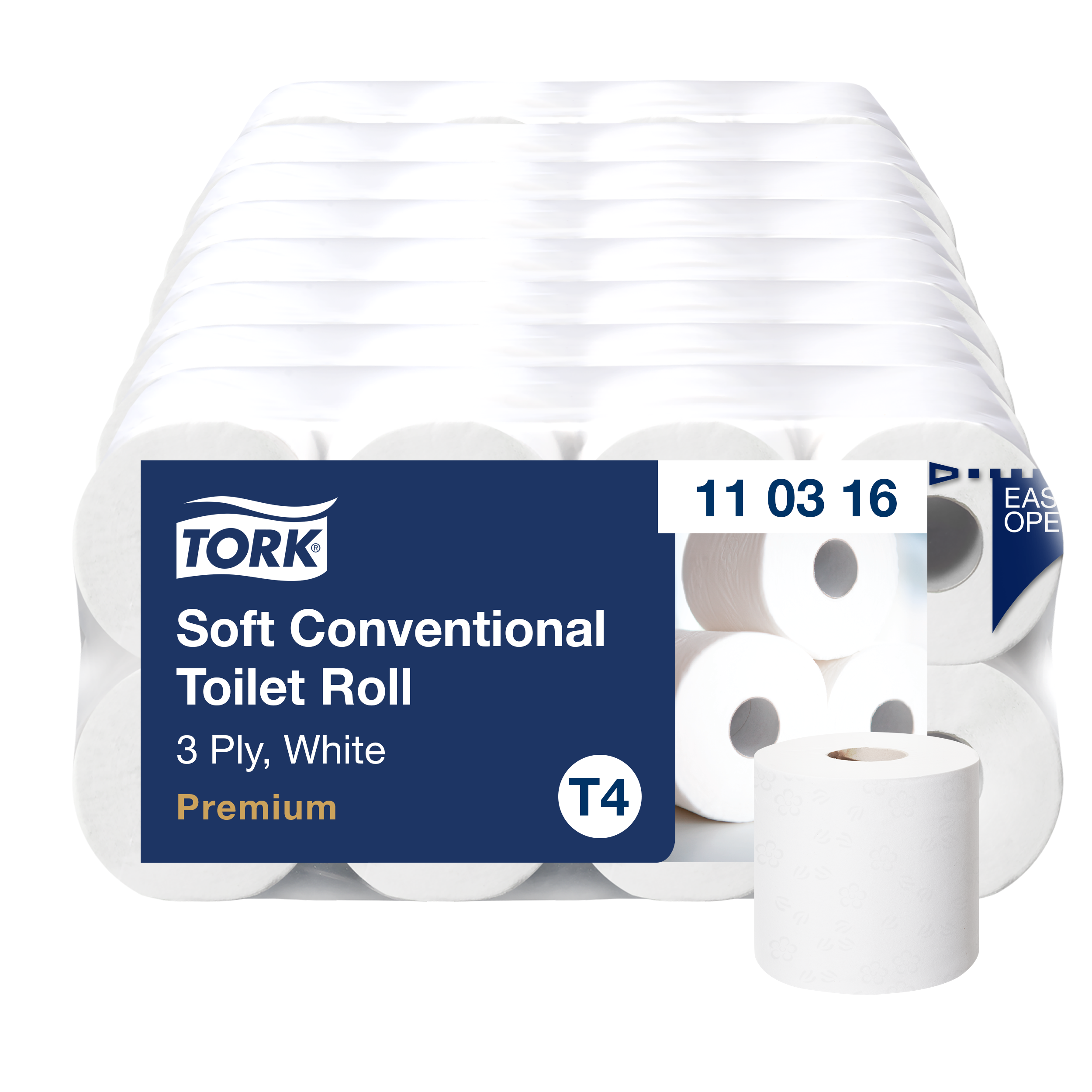 Tork - Weiches Kleinrollen-Toilettenpapier, 3-lagig, weiß, T4, 72 x 250 Blatt, 110316 Tork - Weiches Kleinrollen-Toilettenpapier, 3-lagig, weiß, T4, 72 x 250 Blatt, 110316