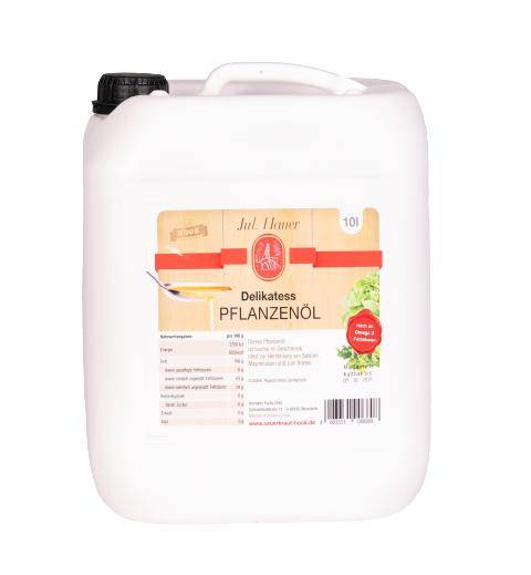 Hauer - Delikatess Pflanzenöl (Raps), 10 l Kanister
