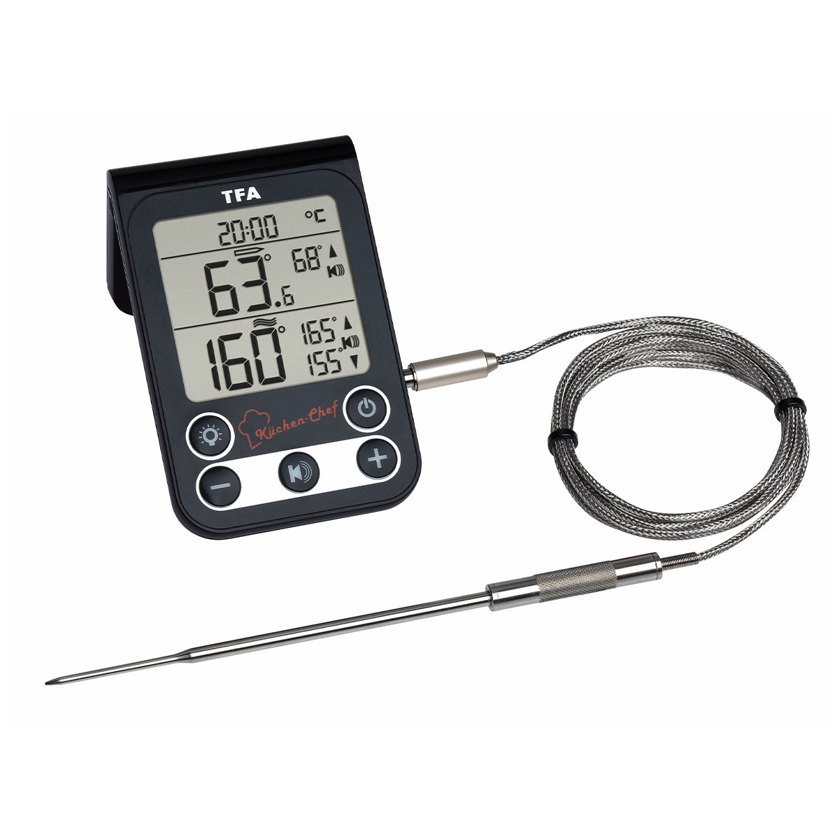 TFA - Digitales Grill-Braten-/Ofenthermometer, schwarz