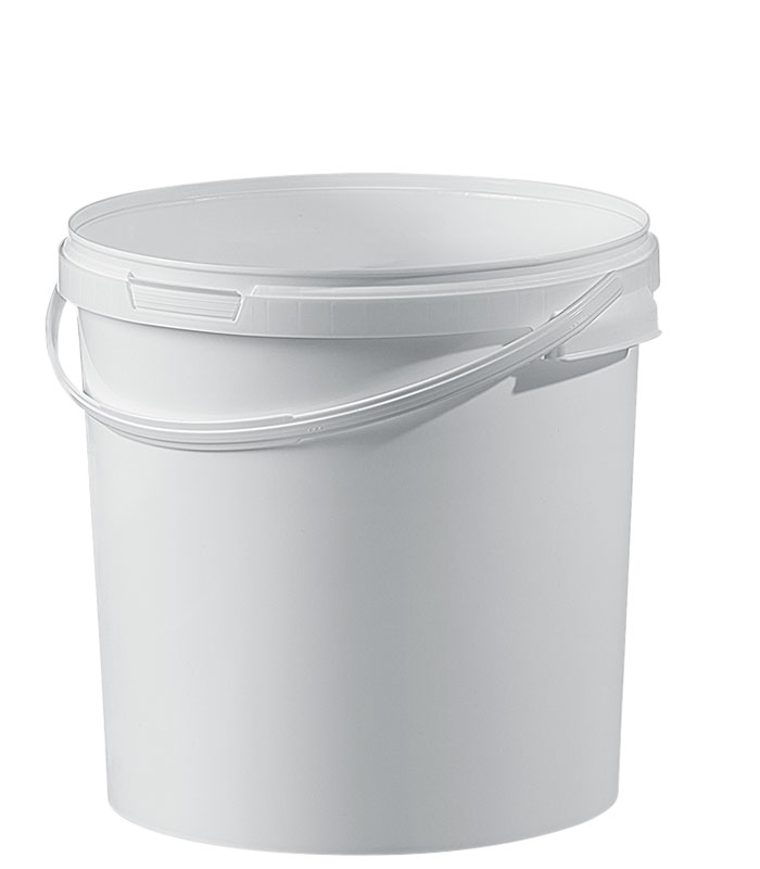Kunststoff Eimer farbig, 21,1 ltr., mit Deckel, weiß
