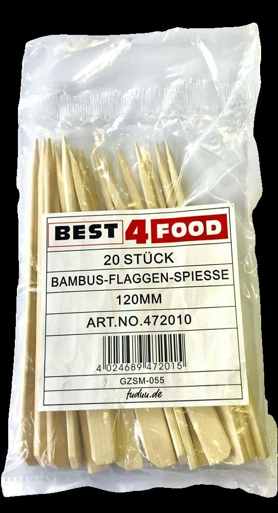 Best4Food - Flaggen-Spieße aus Bambus, 120mm, 20 Stück Best4Food - Flaggen-Spieße aus Bambus, 120mm, 20 Stück