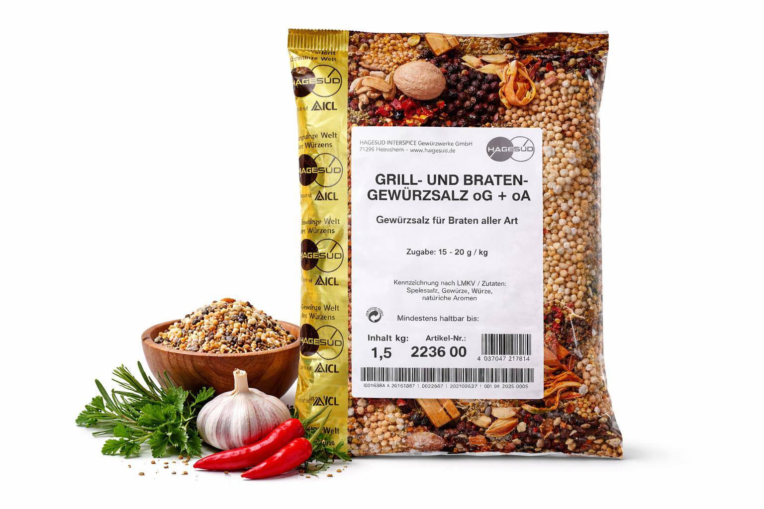 Hagesüd - Grill- und Bratengewürzsalz, 1,5 kg Beutel
