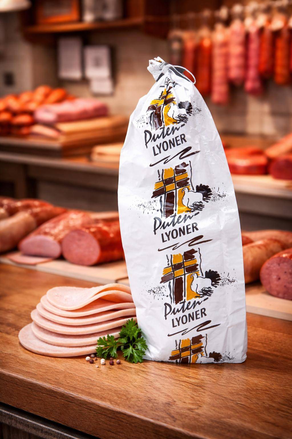 Wiberg - Safe-Triple-B, Aufdruck "Puten-Lyoner", Kaliber 90/50, 1 Bund