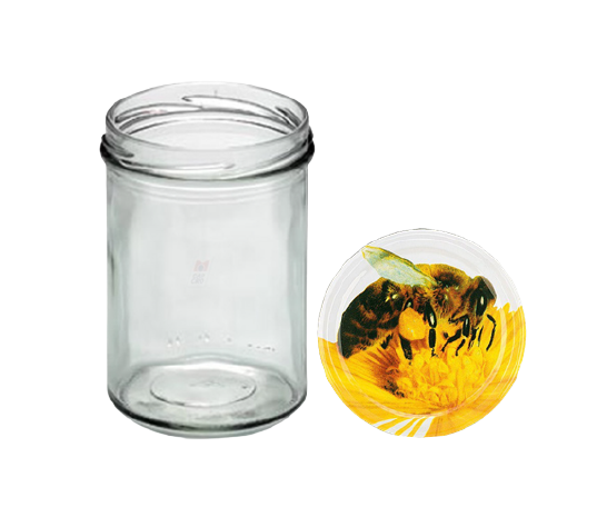 Fuduu.de - Sturzglas 440 ml, mit Deckel, verschiedene Motive, 15 Stück Biene