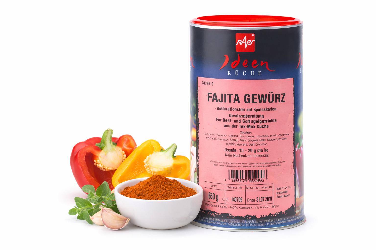 Raps - Fajita Würzung, 650 g Dose
