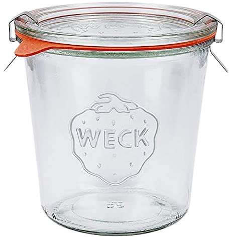 Weck - Sturzglas 1/2l mit Deckel, 580ml, 744, 6er mit Zubehör