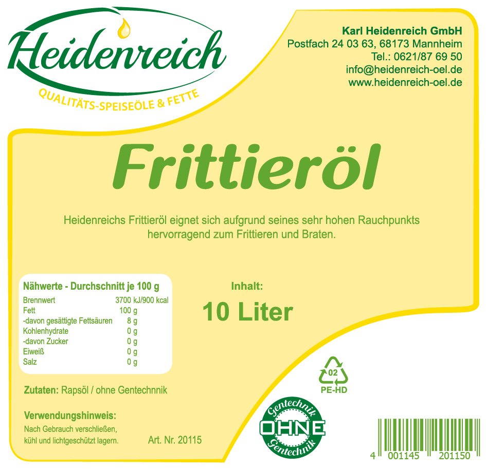 Heidenreich - Frittieröl, 10 l Kanister