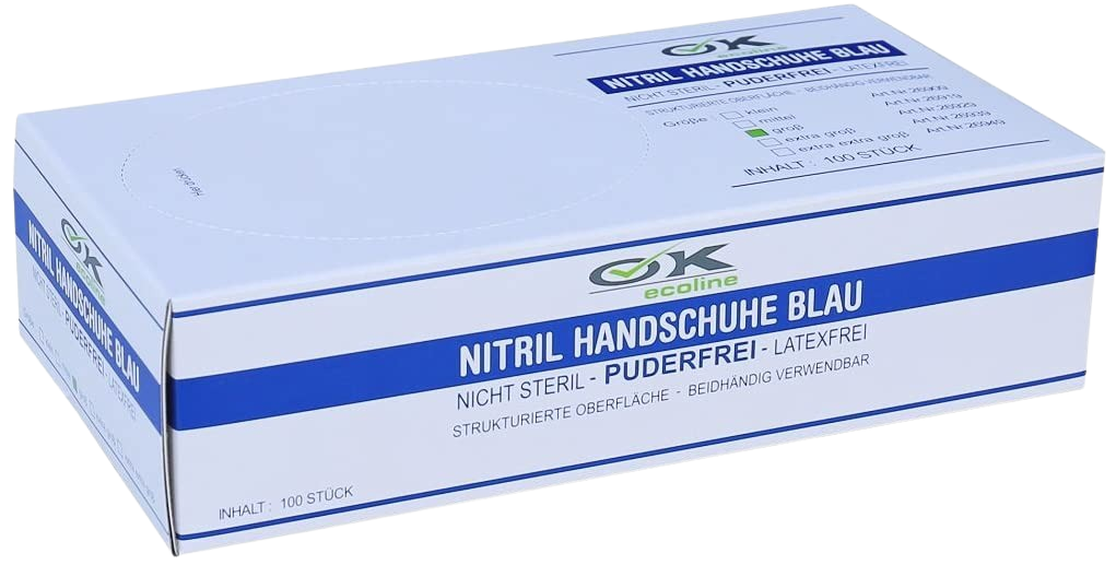 OK ecoline - Nitril Handschuhe, blau, 100 Stück, XL OK ecoline - Nitril Handschuhe, blau, 100 Stück, XL