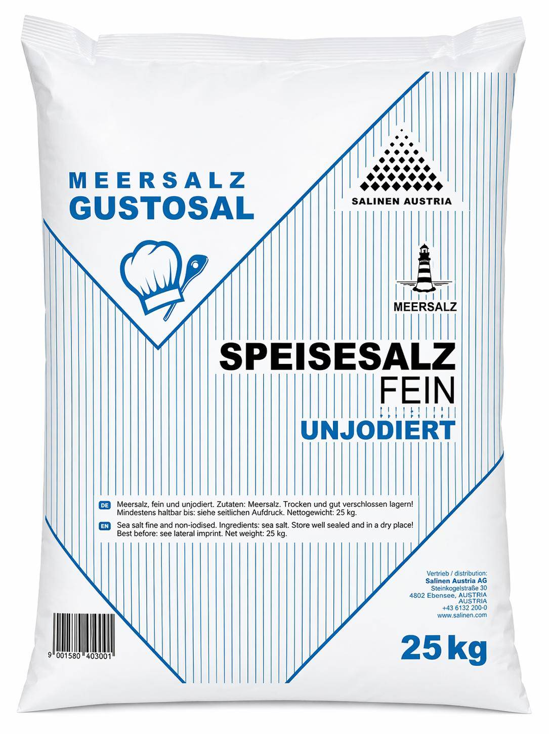 GustoMare - Meersalz fein, 0-1 mm, 25 kg Sack